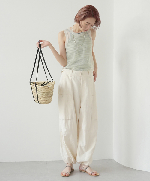 SLOBE citron.（スローブシトロン）の「SLOBE citron.別注【Miller/ミラー】  P rib AIS キャミソール（キャミソール・レディース・サックスブルー/アイボリー/レッド・FREE）」の12枚目の写真