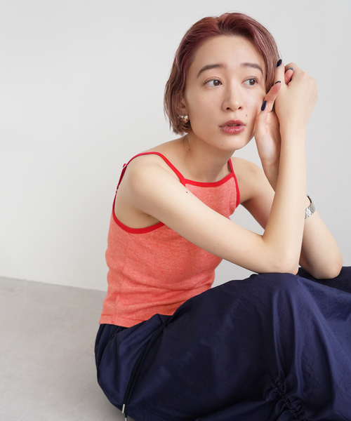 SLOBE citron.（スローブシトロン）の「SLOBE citron.別注【Miller/ミラー】  P rib AIS キャミソール（キャミソール・レディース・サックスブルー/アイボリー/レッド・FREE）」の7枚目の写真