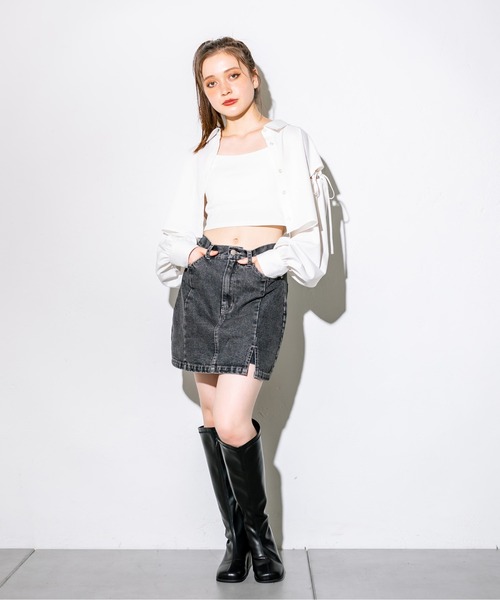 OLIVE des OLIVE（オリーブデオリーブ）の「肩リボンシャツ+キャミセット　1032040030（シャツ/ブラウス・レディース・オフホワイト/ピンク/サックスブルー/チェック・FREE）」の8枚目の写真