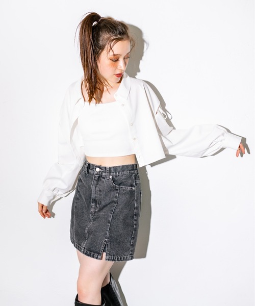 OLIVE des OLIVE（オリーブデオリーブ）の「肩リボンシャツ+キャミセット　1032040030（シャツ/ブラウス・レディース・オフホワイト/ピンク/サックスブルー/チェック・FREE）」の11枚目の写真