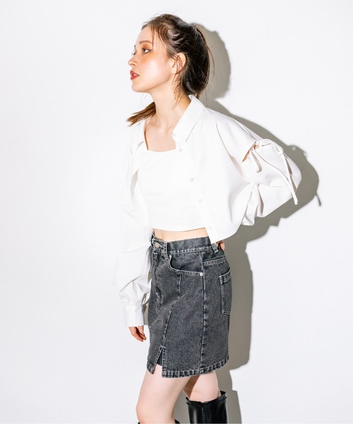 OLIVE des OLIVE（オリーブデオリーブ）の「肩リボンシャツ+キャミセット　1032040030（シャツ/ブラウス・レディース・オフホワイト/ピンク/サックスブルー/チェック・FREE）」の12枚目の写真