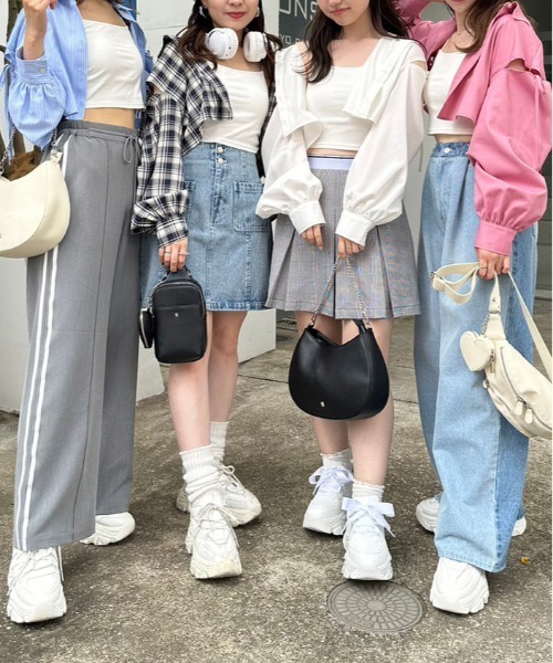 OLIVE des OLIVE（オリーブデオリーブ）の「肩リボンシャツ+キャミセット　1032040030（シャツ/ブラウス・レディース・オフホワイト/ピンク/サックスブルー/チェック・FREE）」の7枚目の写真