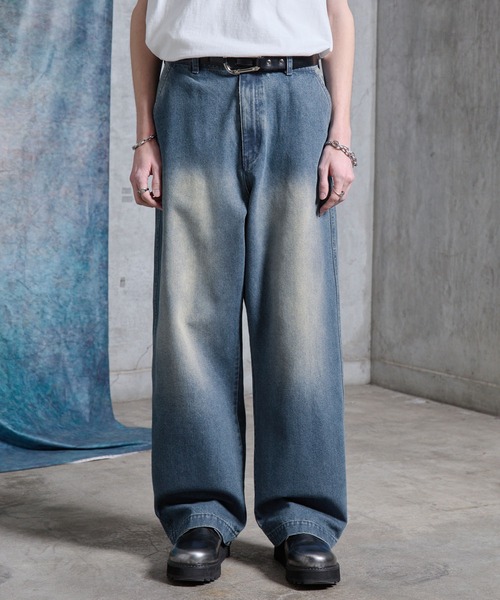 セール】【SERACE】Loose silhouette vintage denim wide pants