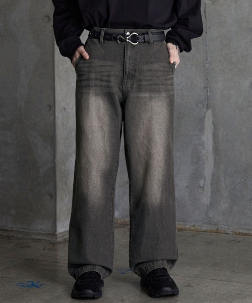 SERACE】Loose silhouette vintage denim wide pants / ルーズ