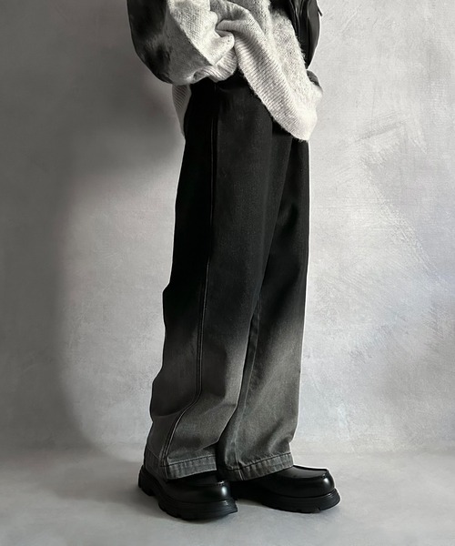 SERACE(セラス)の「【SERACE】Loose silhouette vintage denim wide pants / ルーズシルエットヴィンテージデニムワイドパンツ(デニムパンツ・メンズ・サックスブルー/ブラック/ブルー系/ホワイト/ブラック系/インディゴブルー/ライトグレー/ブラウン/グレー/ライトインディゴブルー・M/L/S)」の20枚目の写真