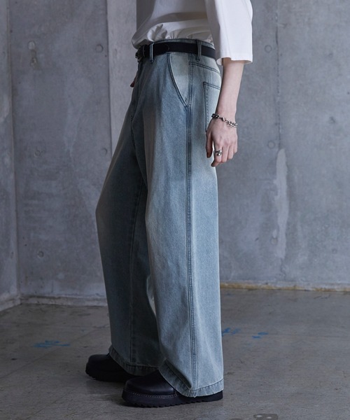 SERACE】Loose silhouette vintage denim wide pants / ルーズ