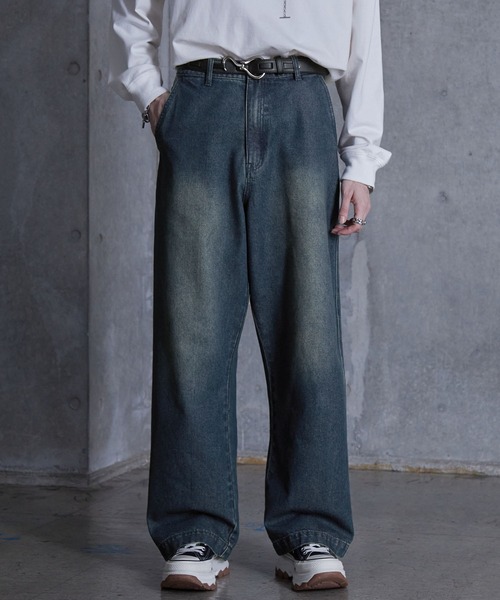 SERACE】Loose silhouette vintage denim wide pants / ルーズ