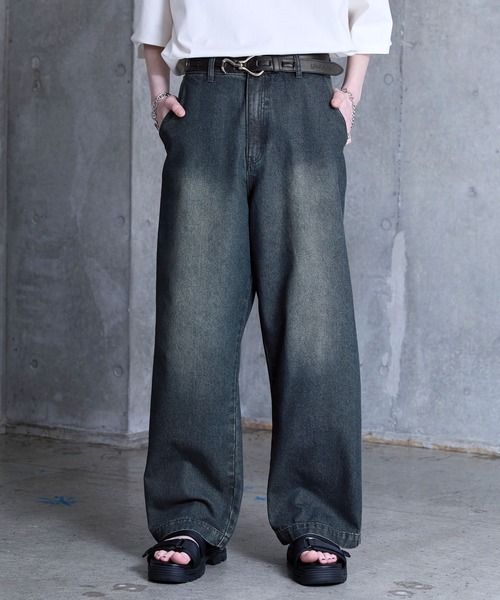 SERACE(セラス)の「【SERACE】Loose silhouette vintage denim wide pants / ルーズシルエットヴィンテージデニムワイドパンツ(デニムパンツ・メンズ・サックスブルー/ブラック/ブルー系/ホワイト/ブラック系/インディゴブルー/ライトグレー/ブラウン/グレー/ライトインディゴブルー・M/L/S)」の13枚目の写真