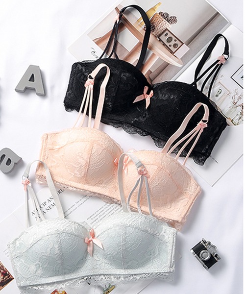 MOLUTOCHIARA(モルトキアラ)の「4color ノンワイヤーブラ レース ブラジャー 単品ブラ(ブラジャー・レディース・ブラック/グレー/ベージュ/ホワイト・MEDIUM/SMALL/LARGE/X-LARGE)」の5枚目の写真