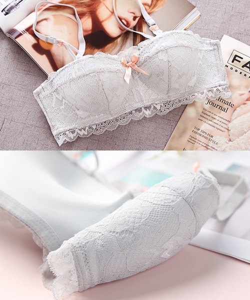MOLUTOCHIARA(モルトキアラ)の「4color ノンワイヤーブラ レース ブラジャー 単品ブラ(ブラジャー・レディース・ブラック/グレー/ベージュ/ホワイト・MEDIUM/SMALL/LARGE/X-LARGE)」の6枚目の写真