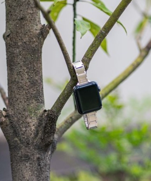 zandy(ズィーアンドワイ)の「zandy ズィー・アンド・ワイ/ Apple Watch【ラインステンレスバンド】アップルウォッチバンド ステンレスベルト /// chain3(デジタル腕時計・レディース・ブラック/ピンクゴールド/ホワイト×シルバー/シルバー・S/M)」の14枚目の写真