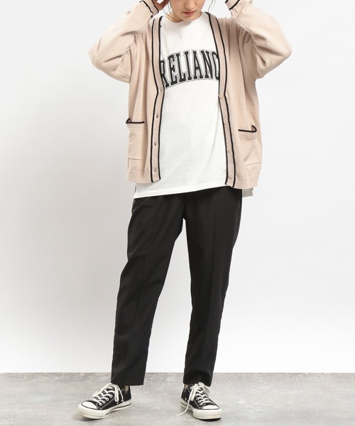 GLOBAL WORK Smile Seed Store（グローバルワーク スマイルシードストア）の「ライン入りVネックカーディガン/175928（カーディガン/ボレロ・レディース・グリーン/ネイビー/アイボリー/ブラック・SMALL/LARGE/MEDIUM）」の7枚目の写真