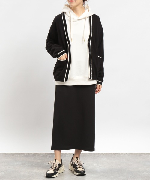 GLOBAL WORK Smile Seed Store（グローバルワーク スマイルシードストア）の「ライン入りVネックカーディガン/175928（カーディガン/ボレロ・レディース・グリーン/ネイビー/アイボリー/ブラック・SMALL/LARGE/MEDIUM）」の10枚目の写真