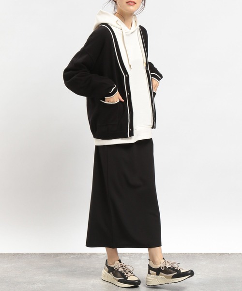 GLOBAL WORK Smile Seed Store（グローバルワーク スマイルシードストア）の「ライン入りVネックカーディガン/175928（カーディガン/ボレロ・レディース・グリーン/ネイビー/アイボリー/ブラック・SMALL/LARGE/MEDIUM）」の12枚目の写真