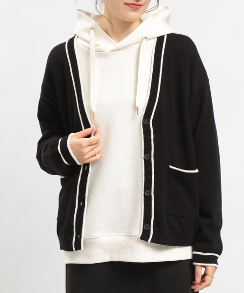 GLOBAL WORK Smile Seed Store（グローバルワーク スマイルシードストア）の「ライン入りVネックカーディガン/175928（カーディガン/ボレロ・レディース・グリーン/ネイビー/アイボリー/ブラック・SMALL/LARGE/MEDIUM）」の13枚目の写真