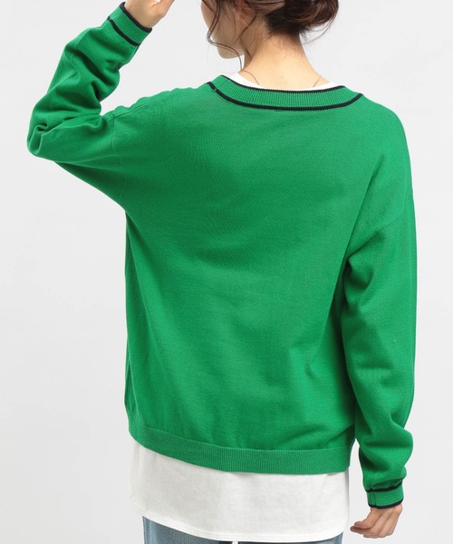 GLOBAL WORK Smile Seed Store（グローバルワーク スマイルシードストア）の「ライン入りVネックカーディガン/175928（カーディガン/ボレロ・レディース・グリーン/ネイビー/アイボリー/ブラック・SMALL/LARGE/MEDIUM）」の19枚目の写真