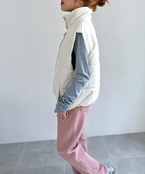 EPIMI E'PIMMY（エピミエピミー）の「パデッドスタンドベスト（ベスト・レディース・アイボリー/ブラック・MEDIUM）」の12枚目の写真