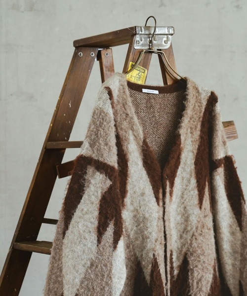 BAYFLOW(ベイフロー)の「アーガイルシャギーカーディガン(カーディガン/ボレロ・メンズ・グレー/ライトブルー/ブラウン・LARGE/MEDIUM)」の1枚目の写真