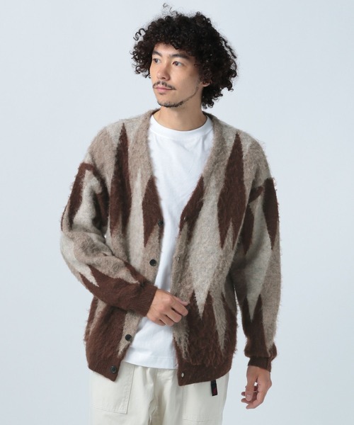 BAYFLOW(ベイフロー)の「アーガイルシャギーカーディガン(カーディガン/ボレロ・メンズ・グレー/ライトブルー/ブラウン・LARGE/MEDIUM)」の7枚目の写真