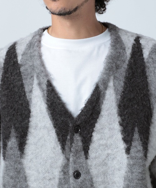 BAYFLOW(ベイフロー)の「アーガイルシャギーカーディガン(カーディガン/ボレロ・メンズ・グレー/ライトブルー/ブラウン・LARGE/MEDIUM)」の15枚目の写真