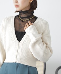 FREE'S MART | ◆Ｖネックジップショート丈ニットカーディガン(カーディガン/ボレロ)