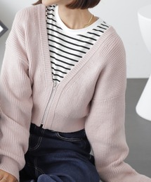 FREE'S MART | ◆Ｖネックジップショート丈ニットカーディガン(カーディガン/ボレロ)