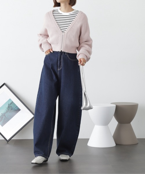 FREE'S MART(フリーズマート)の「◆Vネックジップショート丈ニットカーディガン(カーディガン/ボレロ・レディース・オフホワイト/ピンク/ライトグリーン・FREE)」の16枚目の写真