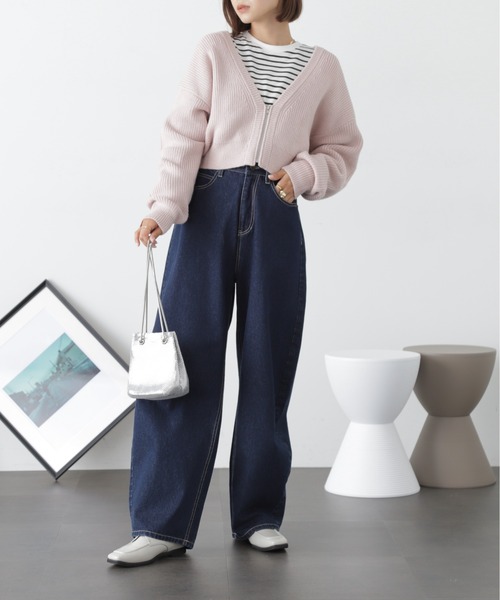 FREE'S MART(フリーズマート)の「◆Vネックジップショート丈ニットカーディガン(カーディガン/ボレロ・レディース・オフホワイト/ピンク/ライトグリーン・FREE)」の18枚目の写真