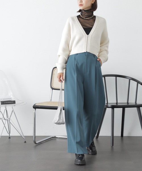 FREE'S MART(フリーズマート)の「◆Vネックジップショート丈ニットカーディガン(カーディガン/ボレロ・レディース・オフホワイト/ピンク/ライトグリーン・FREE)」の11枚目の写真