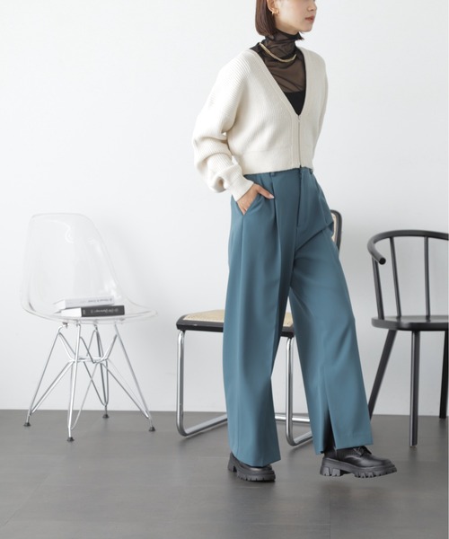 FREE'S MART(フリーズマート)の「◆Vネックジップショート丈ニットカーディガン(カーディガン/ボレロ・レディース・オフホワイト/ピンク/ライトグリーン・FREE)」の13枚目の写真