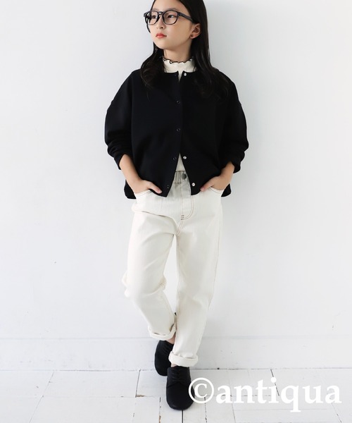 antiqua（アンティカ）の「綿混素材カーディガン（カーディガン/ボレロ・キッズ・レッド/オフホワイト/ブラック/杢グレー・160/150/130/140）」の17枚目の写真