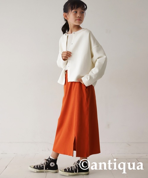 antiqua（アンティカ）の「綿混素材カーディガン（カーディガン/ボレロ・キッズ・レッド/オフホワイト/ブラック/杢グレー・160/150/130/140）」の8枚目の写真