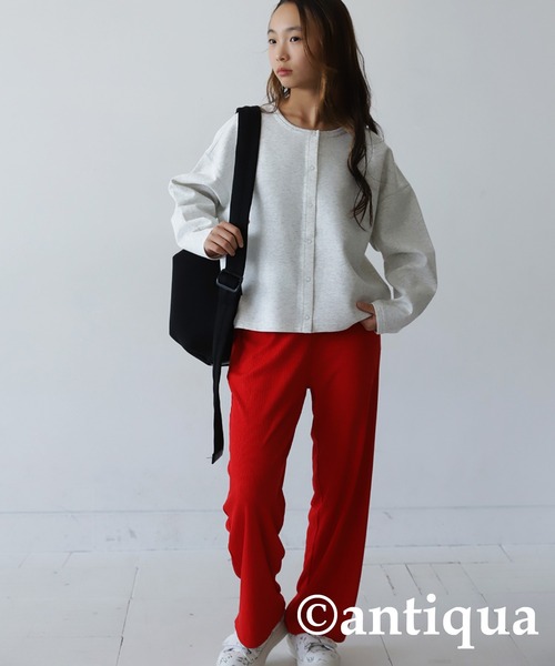 antiqua（アンティカ）の「綿混素材カーディガン（カーディガン/ボレロ・キッズ・レッド/オフホワイト/ブラック/杢グレー・160/150/130/140）」の19枚目の写真