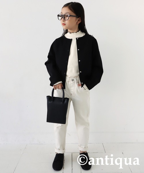 antiqua（アンティカ）の「綿混素材カーディガン（カーディガン/ボレロ・キッズ・レッド/オフホワイト/ブラック/杢グレー・160/150/130/140）」の15枚目の写真