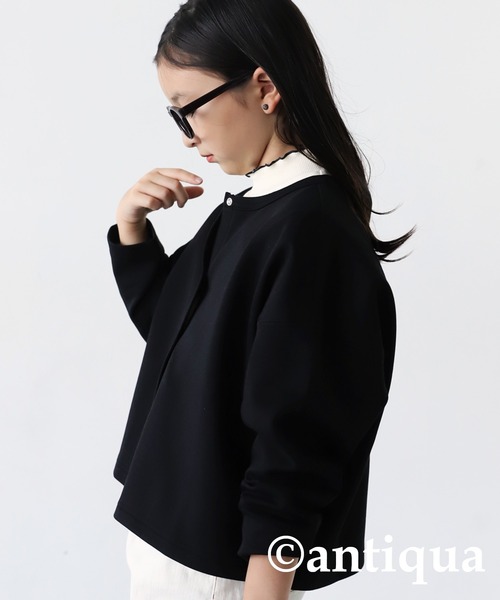 antiqua（アンティカ）の「綿混素材カーディガン（カーディガン/ボレロ・キッズ・レッド/オフホワイト/ブラック/杢グレー・160/150/130/140）」の16枚目の写真