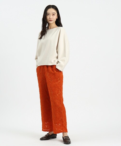 OPAQUE.CLIP(オペークドットクリップ)の「◆フラワージャカードイージーパンツ【洗濯機洗い可】(その他パンツ・レディース・オレンジ/ブラック・42/40/36/38)」の6枚目の写真