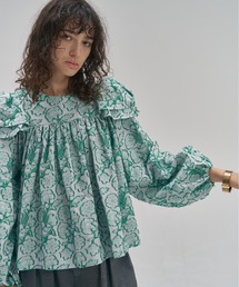 MECRE | フラワージャガードフレアブラウス(シャツ/ブラウス)