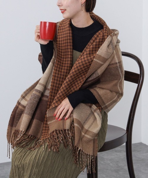 BEAMS HEART / チェック柄 リバーシブル ストール（ストール/ショール