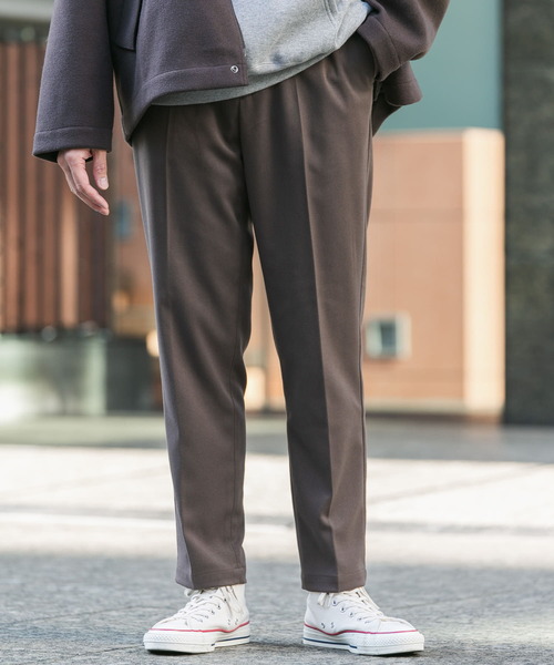 euro vintage ウールストライプトラウザー ソリッド ウールストレッチ テーパード トラウザーズ 'A Suit To