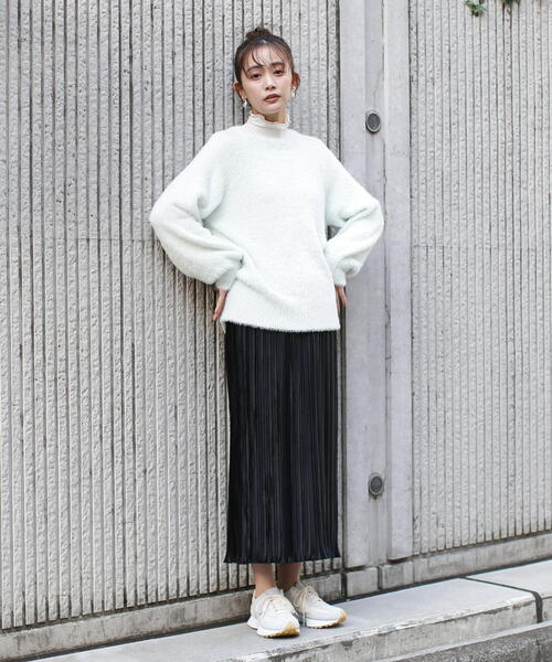 N.（N. Natural Beauty Basic）（エヌエヌナチュラルビューティーベーシック）の「◆ベロアプリーツストレートスカート（スカート・レディース・ブラック/オフホワイト/ブルー・MEDIUM）」の14枚目の写真