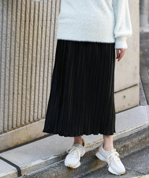 N.（N. Natural Beauty Basic）（エヌエヌナチュラルビューティーベーシック）の「◆ベロアプリーツストレートスカート（スカート・レディース・ブラック/オフホワイト/ブルー・MEDIUM）」の15枚目の写真