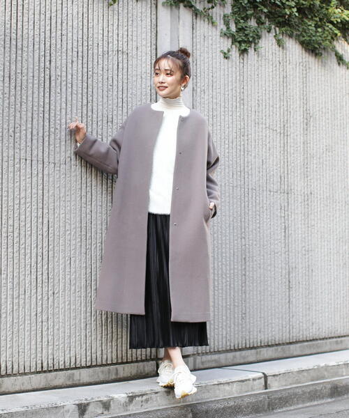 N.（N. Natural Beauty Basic）（エヌエヌナチュラルビューティーベーシック）の「◆ベロアプリーツストレートスカート（スカート・レディース・ブラック/オフホワイト/ブルー・MEDIUM）」の16枚目の写真