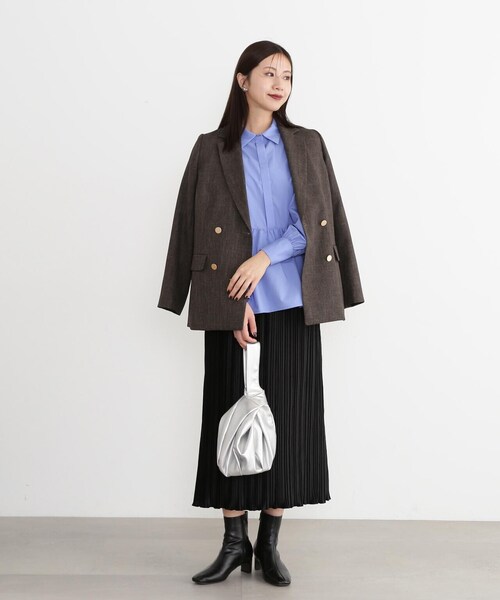 N.（N. Natural Beauty Basic）（エヌエヌナチュラルビューティーベーシック）の「◆ベロアプリーツストレートスカート（スカート・レディース・ブラック/オフホワイト/ブルー・MEDIUM）」の19枚目の写真