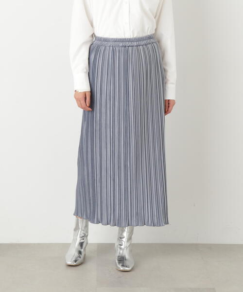 N.（N. Natural Beauty Basic）（エヌエヌナチュラルビューティーベーシック）の「◆ベロアプリーツストレートスカート（スカート・レディース・ブラック/オフホワイト/ブルー・MEDIUM）」の7枚目の写真