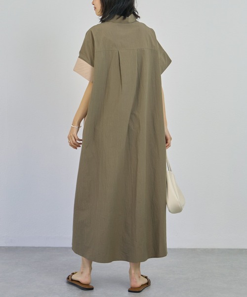 LAVEANGE(ラビアンジェ)の「バイカラーシャツワンピース(シャツワンピース・レディース・ネイビー/カーキ/ブラック・3L/LL/M/5L/4L)」の14枚目の写真