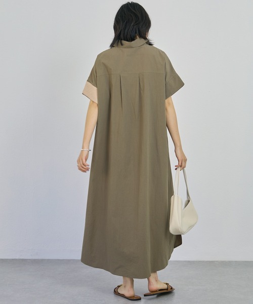 LAVEANGE(ラビアンジェ)の「バイカラーシャツワンピース(シャツワンピース・レディース・ネイビー/カーキ/ブラック・3L/LL/M/5L/4L)」の15枚目の写真
