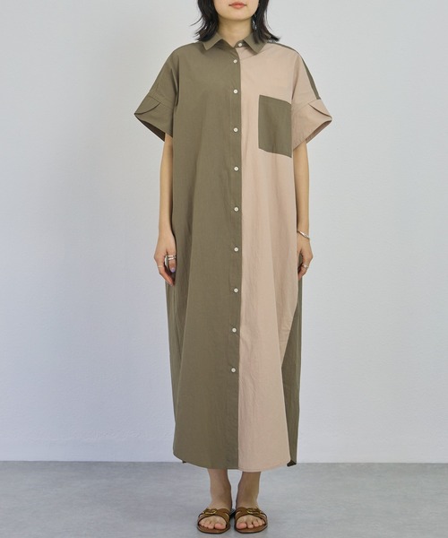 LAVEANGE(ラビアンジェ)の「バイカラーシャツワンピース(シャツワンピース・レディース・ネイビー/カーキ/ブラック・3L/LL/M/5L/4L)」の22枚目の写真