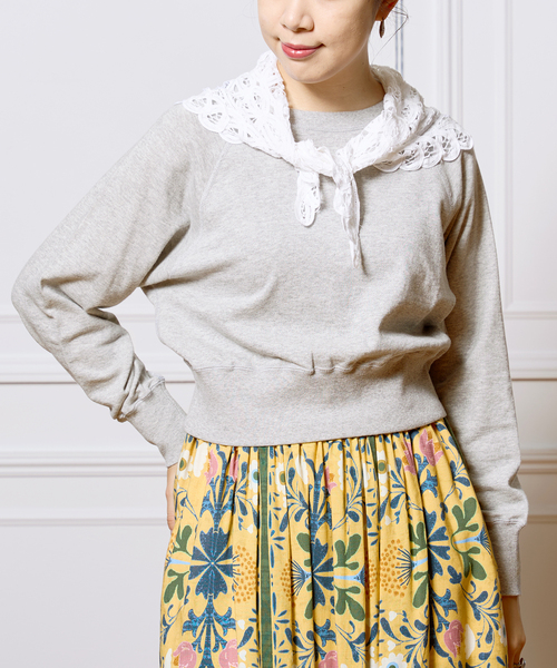 IENA LA BOUCLE(イエナラブークル)の「IENA LA BOUCLE ガーゼ裏毛プルオーバー(Tシャツ/カットソー・レディース・チャコールグレー/ホワイト・FREE)」の2枚目の写真