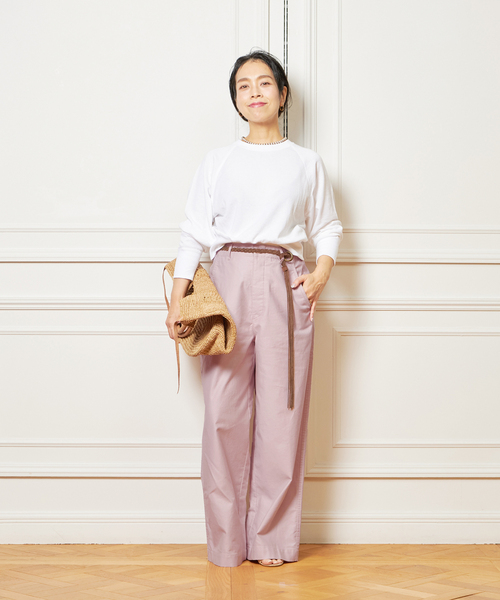 IENA LA BOUCLE(イエナラブークル)の「IENA LA BOUCLE ガーゼ裏毛プルオーバー(Tシャツ/カットソー・レディース・チャコールグレー/ホワイト・FREE)」の4枚目の写真