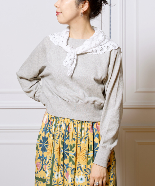 IENA LA BOUCLE(イエナラブークル)の「IENA LA BOUCLE ガーゼ裏毛プルオーバー(Tシャツ/カットソー・レディース・チャコールグレー/ホワイト・FREE)」の5枚目の写真